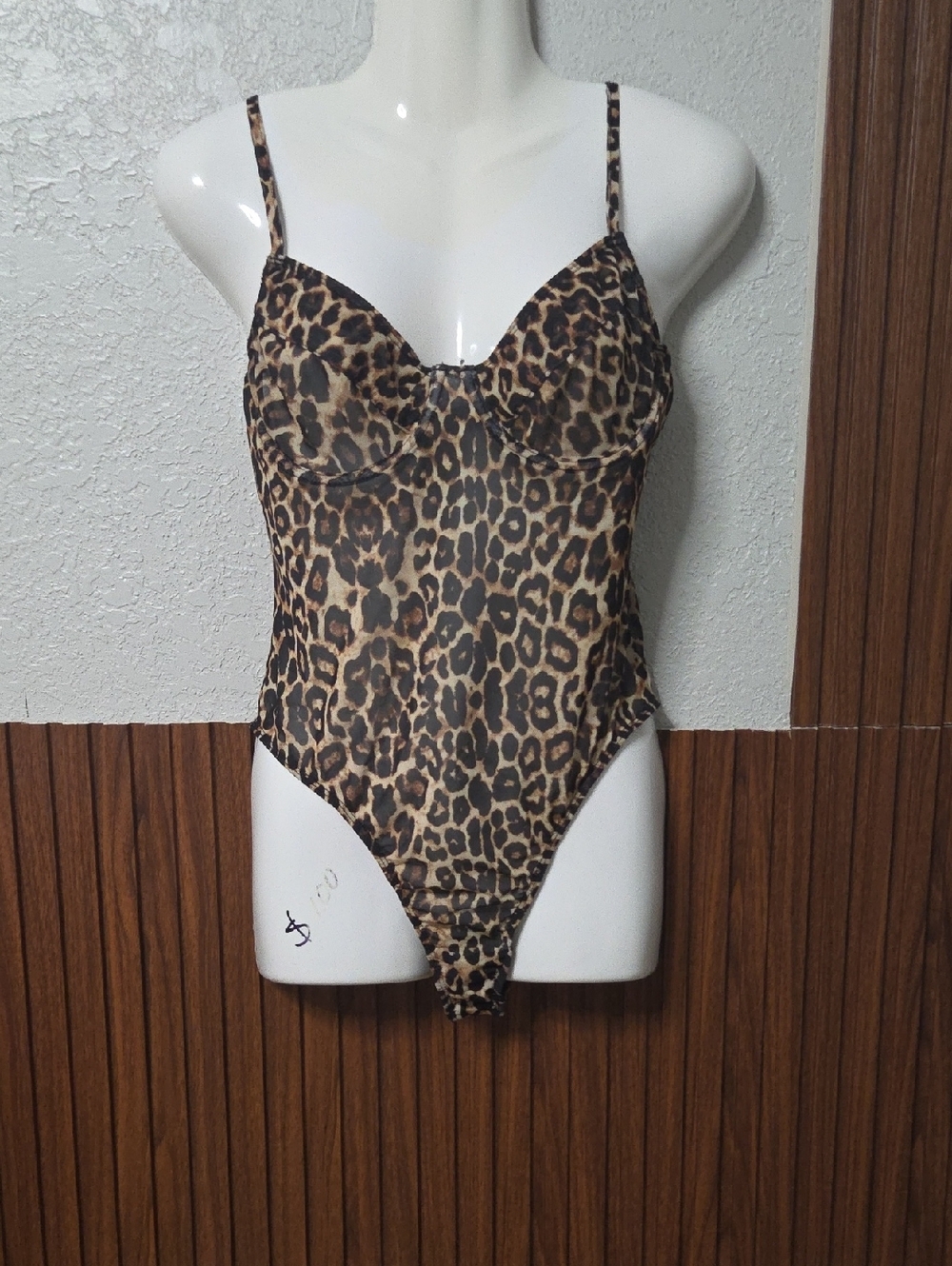 Leopard Print Bodysuit with Adjustable Straps - Brown